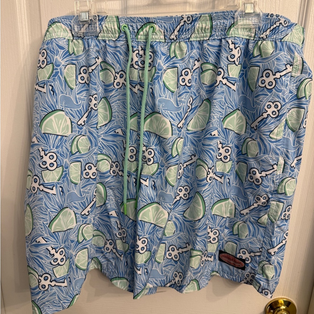 Blue and Green Patterned Swim Shorts